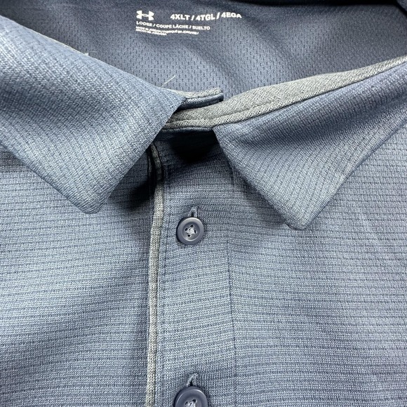 Under Armour Polo Shirt Mens 4XLT Tall Blue Gray Performance Golf Loose Fit - Picture 5 of 11
